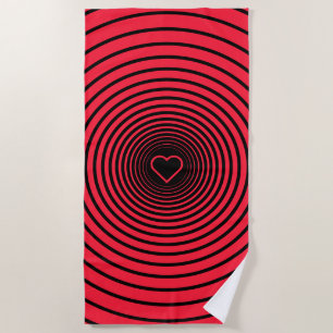 Black Red Striped Beach Towel Heart - Choose Colou
