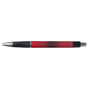 Black Red Striped Pen with Heart Choose Colour