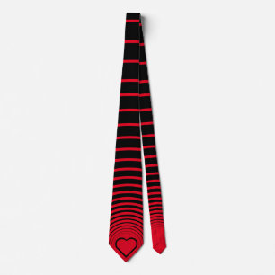 Black Red Striped Tie with Heart or Choose Colours