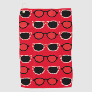 Black Red Sunglasses Pattern Golf Towel