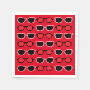 Black Red Sunglasses Summer Beach Pool Party Napkin