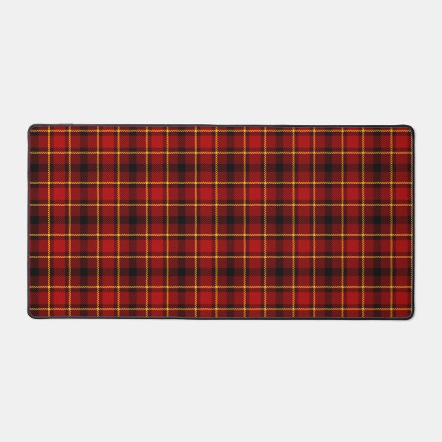 Black Red Tartan Plaid Holiday Design Christmas Desk Mat (Front)