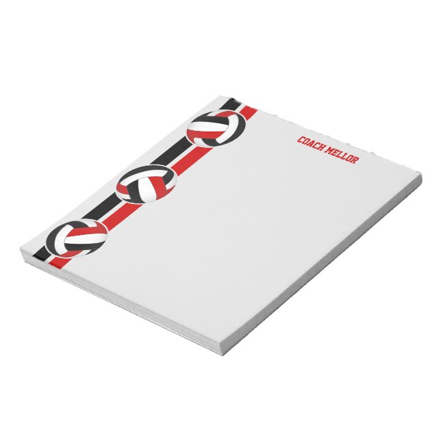 black red team colours volleyball coach custom notepad (Rotated)
