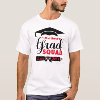 Black & Red Text Custom Mens White Grad Squad