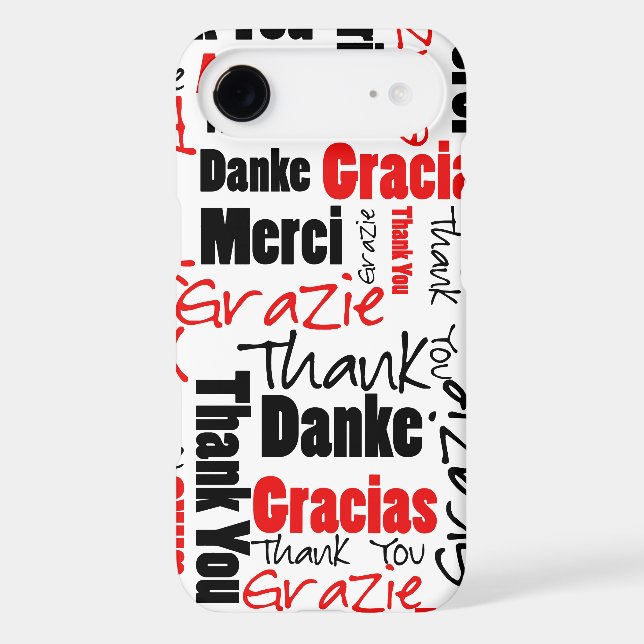 Black & Red Thank You Word Cloud Typography (Back)