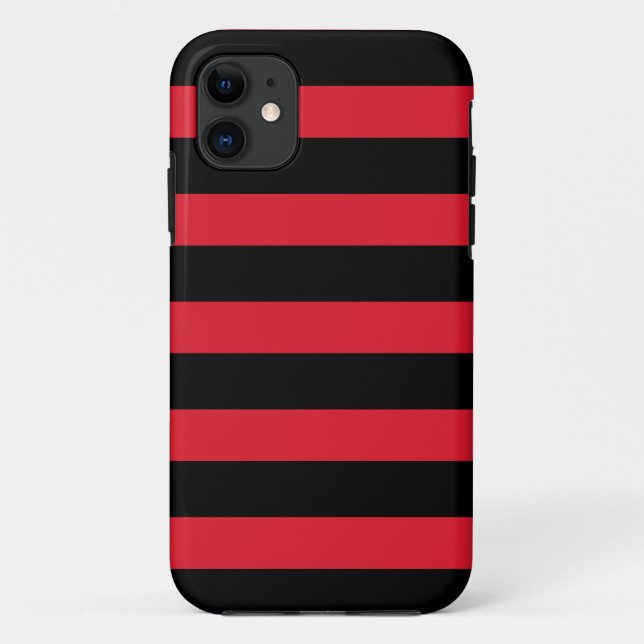 Black & Red Thick Horizontal Stripe iPhone 5 Case-Mate iPhone Case (Back)