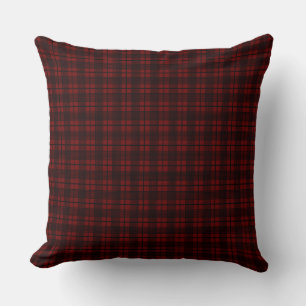 Black Red Thin Glen Plaid Pattern Throw Pillow
