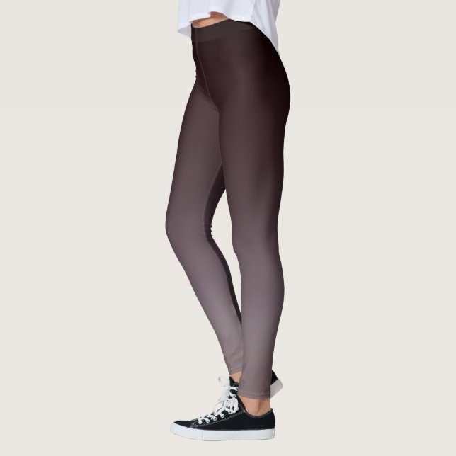 Black Red To Grey Ombre Gradient Fade Leggings (Left)