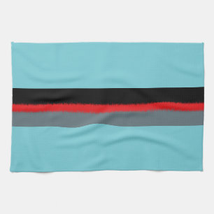 Black Red Turquoise Grey Stripes Kitchen Towel