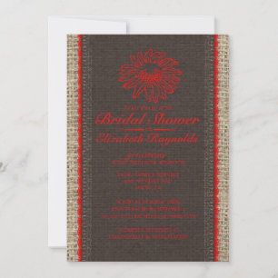 Black & Red Vintage Lace Bridal Shower Invitations