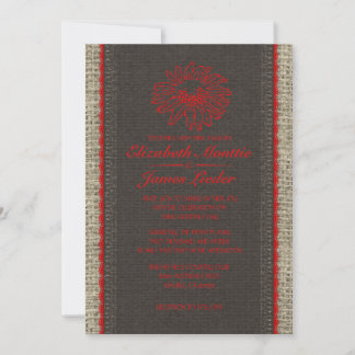 Black & Red Vintage Lace Wedding Invitations