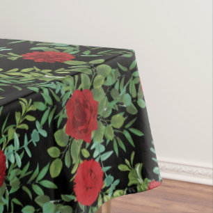 Black Red Wedding Dark Gothic Roses Tablecloth