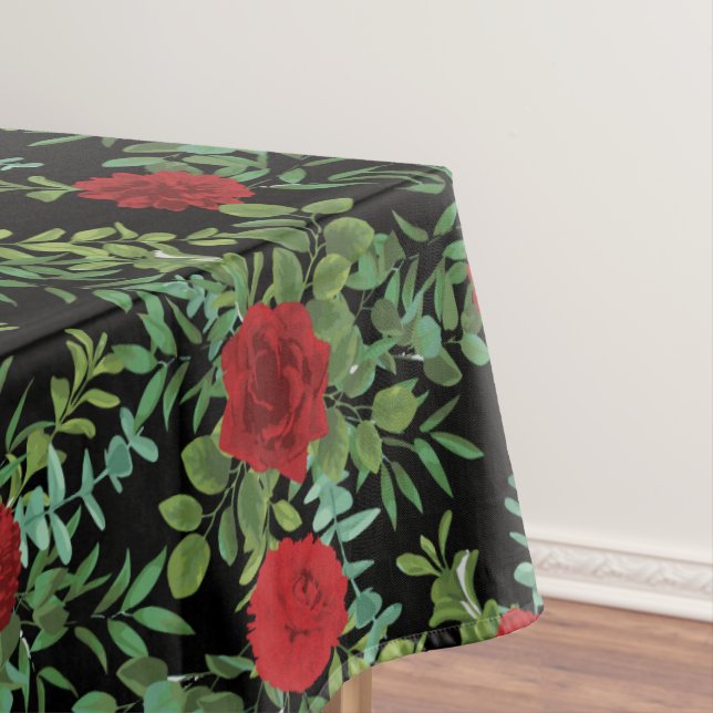 Black Red Wedding Dark Gothic Roses Tablecloth (In Situ)
