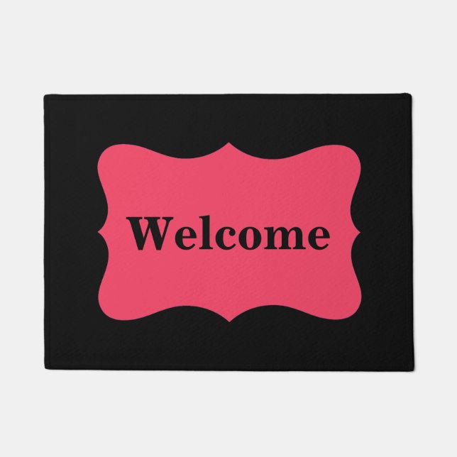 Black Red Welcome Custom Decorative Doormat (Front)