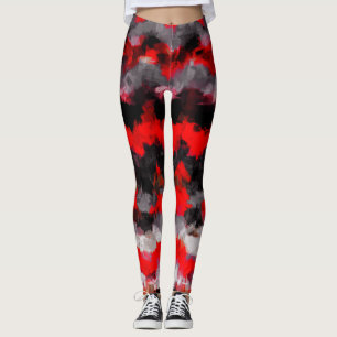 Black Red White Abstract Painting Leggings
