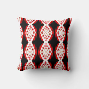 Black, red, white  abstract pattern solid back throw pillow