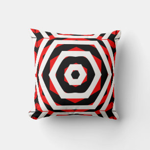 Black, red, white  abstract pattern solid back throw pillow
