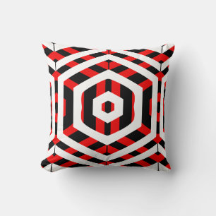 Black, red, white  abstract pattern solid back throw pillow