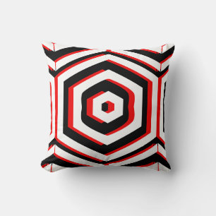 Black, red, white  abstract pattern solid back throw pillow