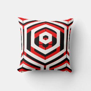 Black, red, white abstract pattern solid back throw pillow