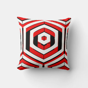 Black, red, white  abstract pattern solid back throw pillow