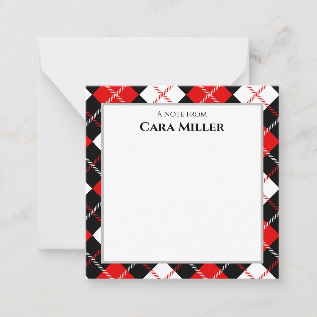 Black Red White Argyle Personalized Card (Front)