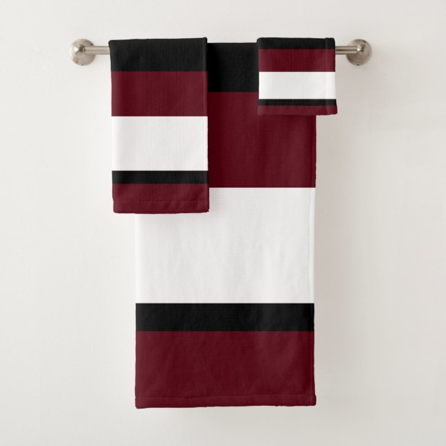 Black Red White Blocks Bath Towel Set (Insitu)