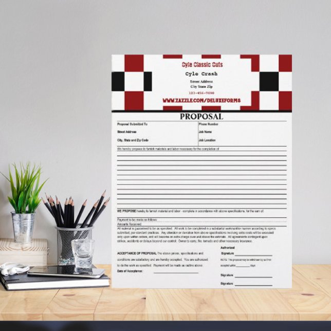 Black Red White Chequered Proposal Form Letterhead (Creator Uploaded)