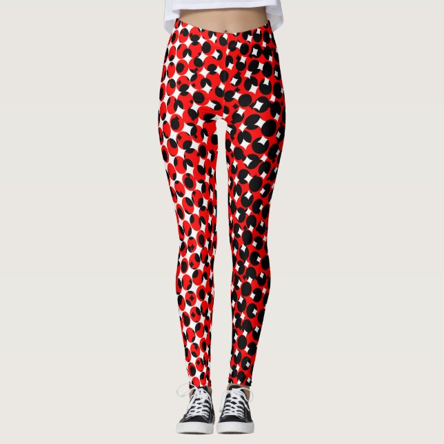 Black Red White Classy Leggings (Front)