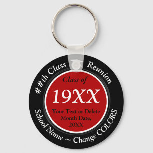 Black Red White Custom Class Reunion Gifts, Favour Keychain