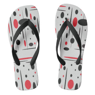 Black, Red, & White Flip Flops