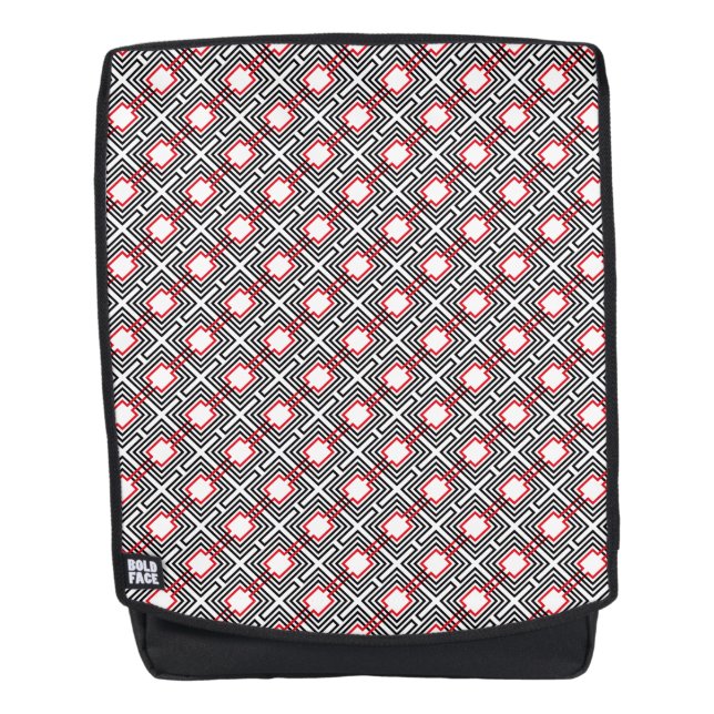 Black Red & White Geometric Backpack (Front)