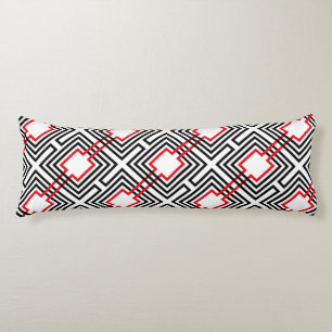 Black Red & White Geometric Body Pillow