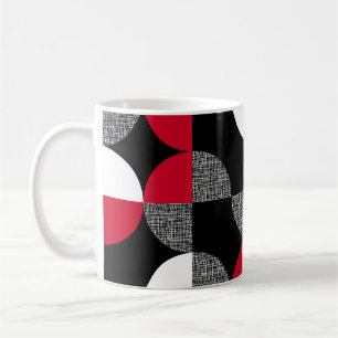 Black, red, white geometric plaid pattern. coffee mug