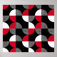 Black, red, white geometric plaid pattern.