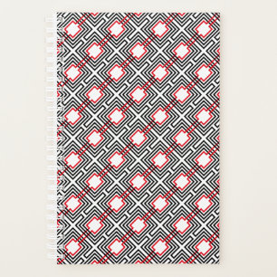 Black Red & White Geometric Planner