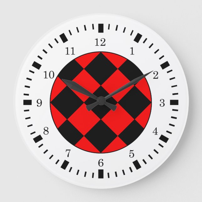 Black Red White Racing Theme Wall Clock (Front)