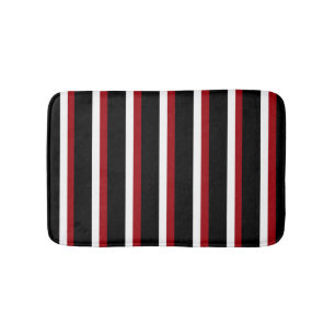 Black Red White Striped Bathroom Mat