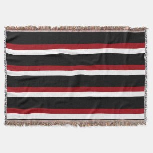 Black Red White Striped Throw Blanket