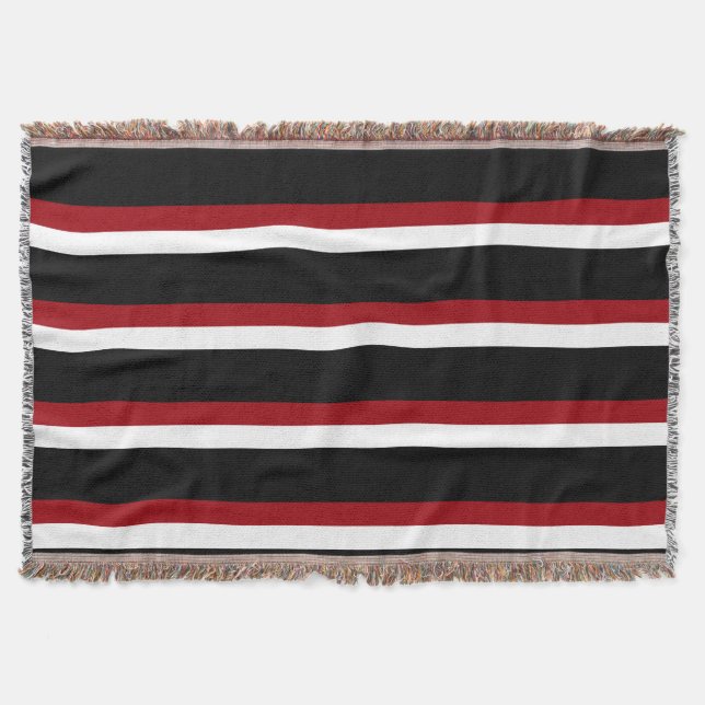 Black Red White Striped Throw Blanket (Front)