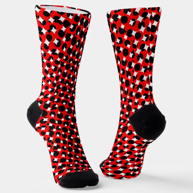 Black Red White w Changeable Background Colour  Socks (Angled)