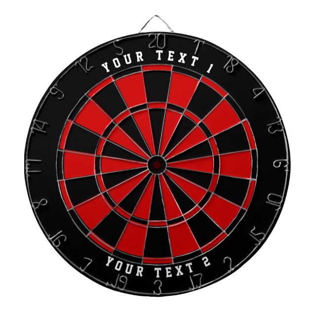 Black & Red | Wide-Spaced White Sports Font Dartboard (Front)