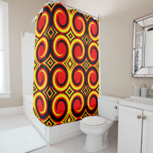 Black Red Yellow Abstract Swirl Pattern