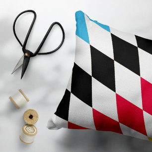 Black Red Yellow Blue Bavaria Diamond Flag Pattern Accent Pillow