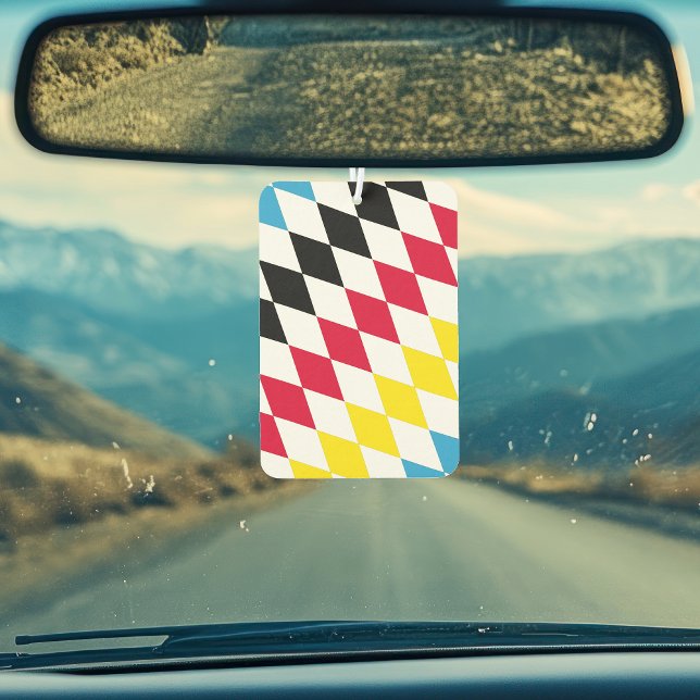 Black Red Yellow Blue Bavaria Diamond Flag Pattern Air Freshener (Creator Uploaded)