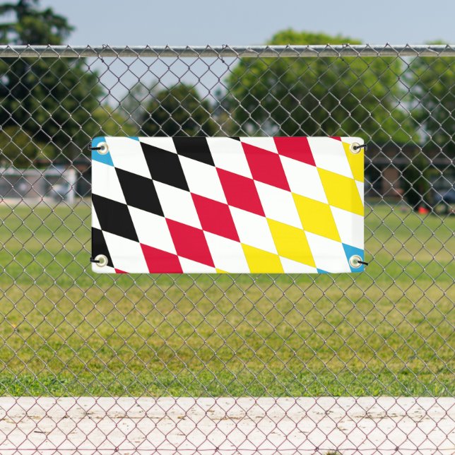 Black Red Yellow Blue Bavaria Diamond Flag Pattern Banner (Insitu)