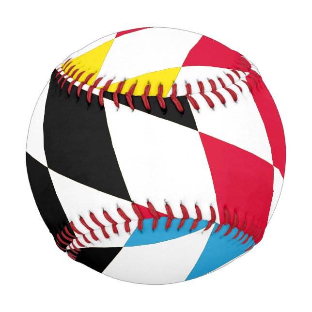 Black Red Yellow Blue Bavaria Diamond Flag Pattern Baseball (Back)
