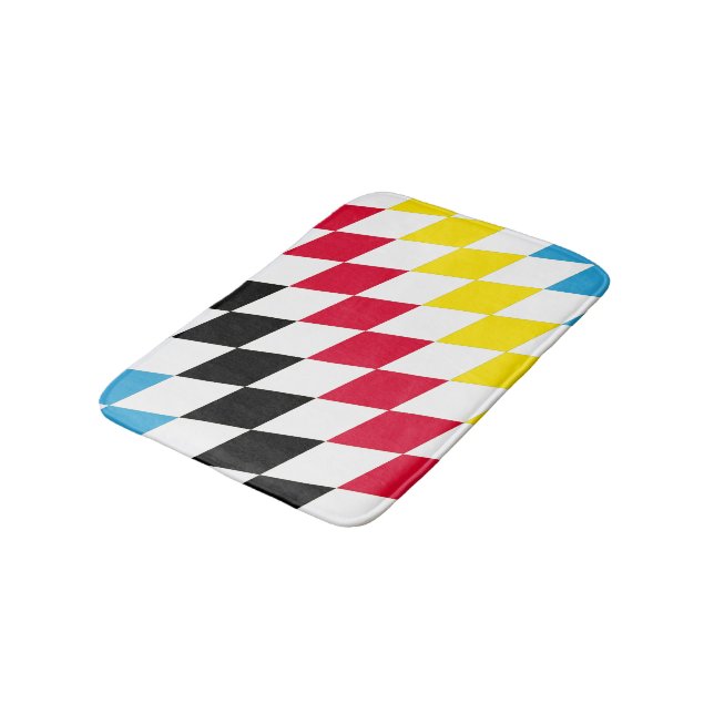 Black Red Yellow Blue Bavaria Diamond Flag Pattern Bath Mat (Angled)