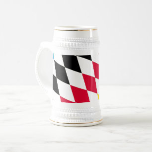 Black Red Yellow Blue Bavaria Diamond Flag Pattern Beer Stein