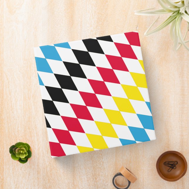 Black Red Yellow Blue Bavaria Diamond Flag Pattern Binder (In Situ)